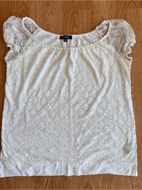Max Edition Cream Lace Scoop Neck Blouse